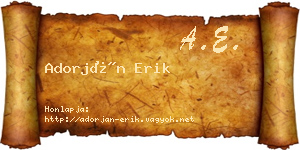 Adorján Erik névjegykártya